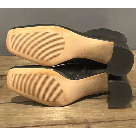 Nordstrom Rack Women's Naja Boots Size 9.5 Black Faux Leather Block Heel Zip Up - Picture 10 of 15